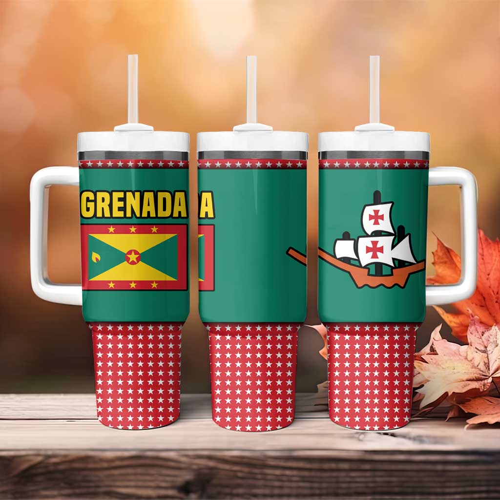 Grenada Tumbler With Handle with Cocoa Bean Mascot and National Flag Colors - Shopicos