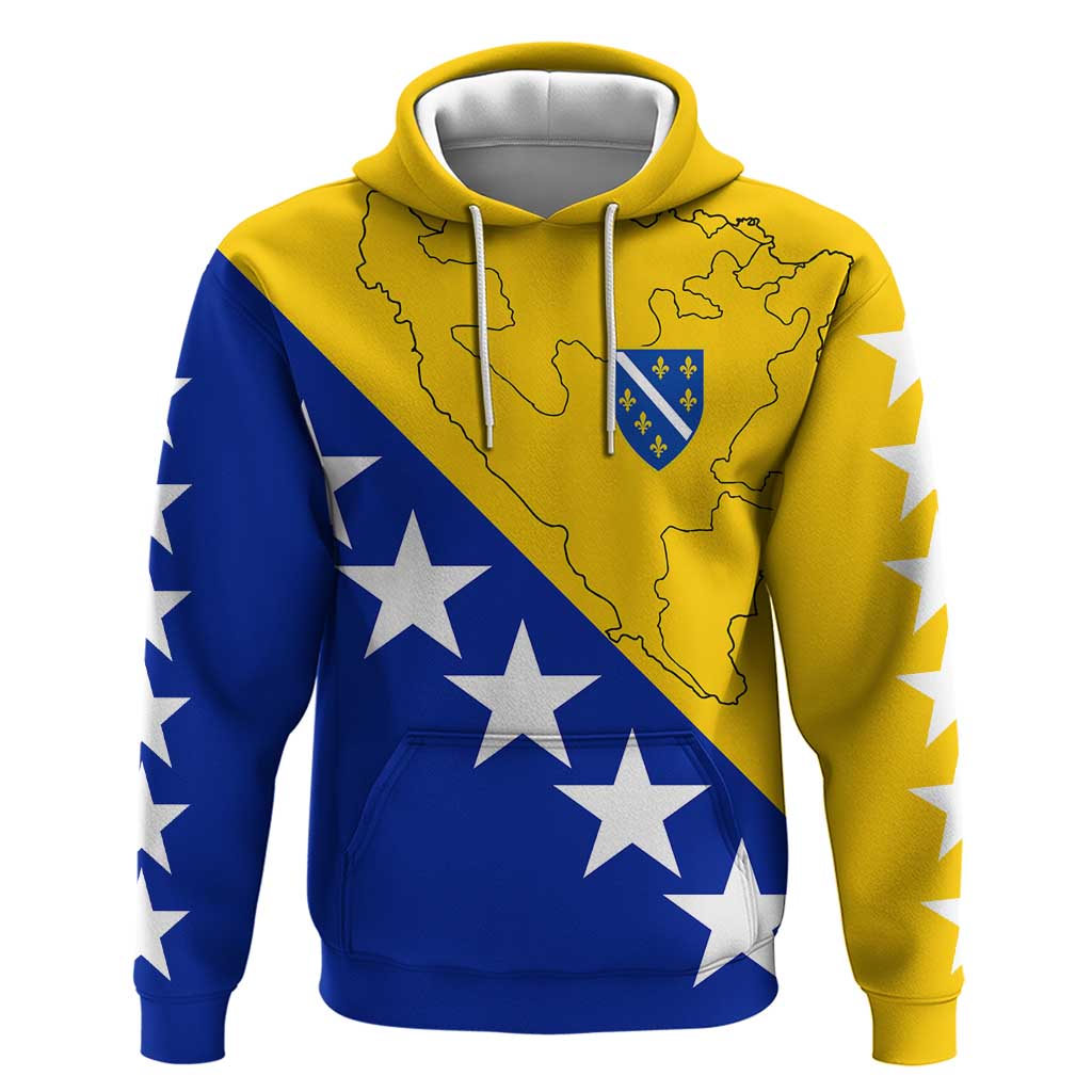 Bosnia and Herzegovina Hoodie Flag and Coat of Arms Hoodie – Unique Combination Design