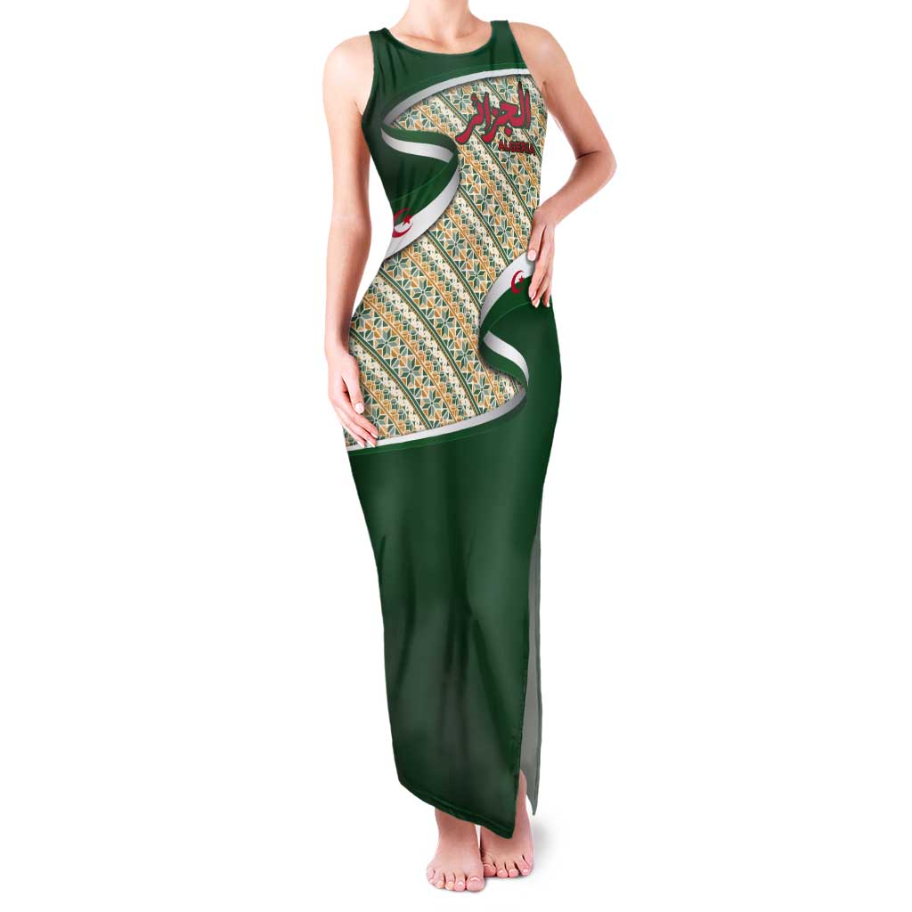 Algeria Tank Maxi Dress with Arabic Calligraphy and Traditional Pattern Design