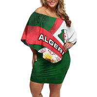 Algeria Off Shoulder Short Dress with National Emblem and Map Design