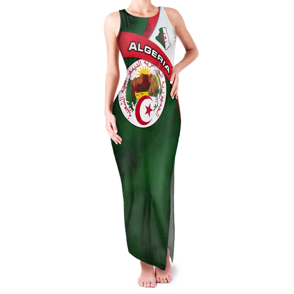 Algeria Tank Maxi Dress with National Emblem and Map Design