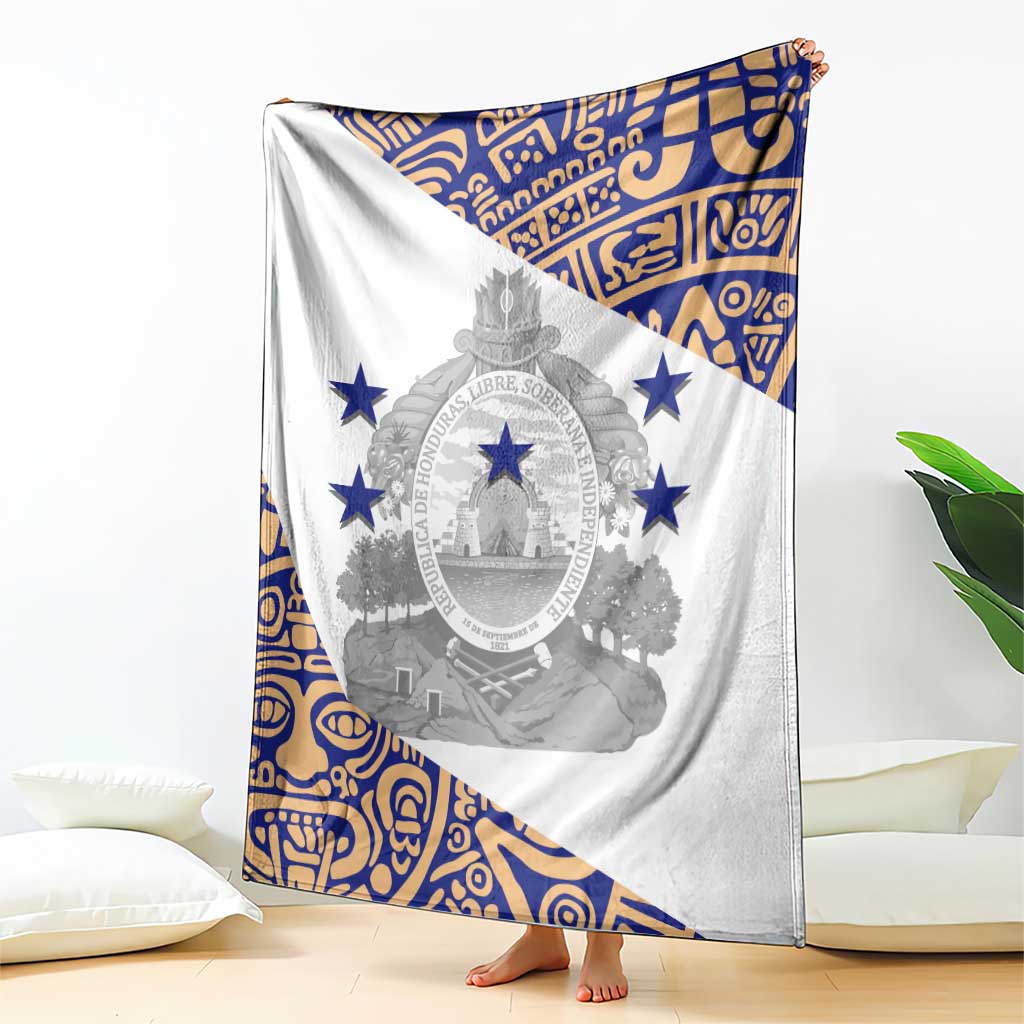 Honduras Blanket National Emblem Blended with Traditional Patterns - Cultural Heritage Design