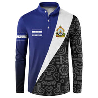 Honduras Coat of Arms Button Sweatshirt Traditional Patterns & National Symbol