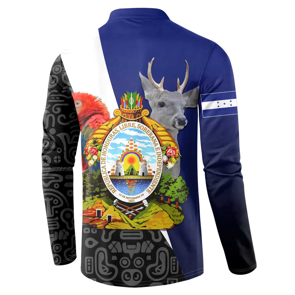Honduras Coat of Arms Button Sweatshirt Traditional Patterns & National Symbol