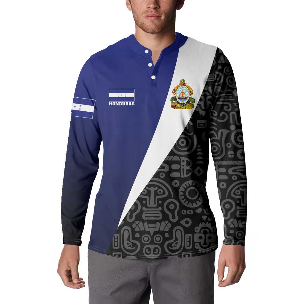 Honduras Coat of Arms Button Sweatshirt Traditional Patterns & National Symbol