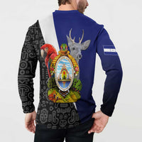 Honduras Coat of Arms Button Sweatshirt Traditional Patterns & National Symbol