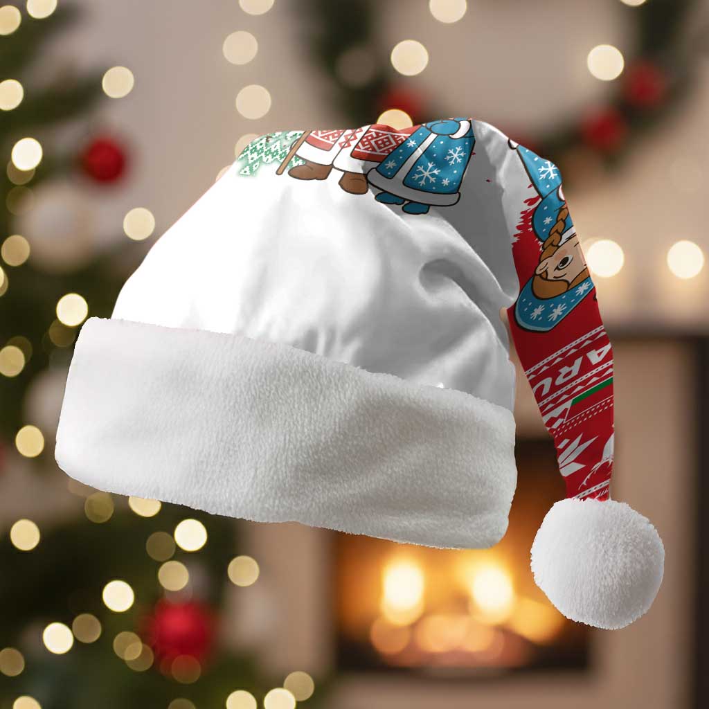 Belarus Christmas Santa Hat with Ded Moroz Snow Maiden Christmas Tree and Nordic Pattern Design - Shopicos