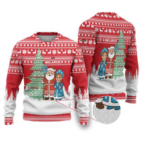 Belarus Christmas Ugly Christmas Sweater with Ded Moroz Snow Maiden Christmas Tree and Nordic Pattern Design - Shopicos