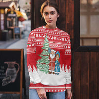 Belarus Christmas Ugly Christmas Sweater with Ded Moroz Snow Maiden Christmas Tree and Nordic Pattern Design - Shopicos