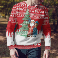 Belarus Christmas Ugly Christmas Sweater with Ded Moroz Snow Maiden Christmas Tree and Nordic Pattern Design - Shopicos