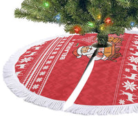 Belarus Christmas Tree Skirt with Santa Gingerbread Playing Chess National Emblem and Nordic Pattern Design - Shopicos