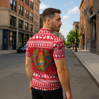 Belarus Christmas Zipper Polo Shirt with Santa Gingerbread Playing Chess National Emblem and Nordic Pattern Design - Shopicos