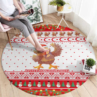 Turkey Christmas Round Carpet with Santa Turkey Red Crescent Pattern Snowmen and Festive Lights - Shopicos
