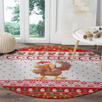 Turkey Christmas Round Carpet with Santa Turkey Red Crescent Pattern Snowmen and Festive Lights - Shopicos