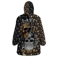 Skull Pattern Wearable Blanket Hoodie Love and Death - Shopicos