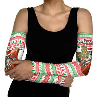 Madagascar Christmas Arm Sleeves with Lemur Santa Hat Holiday Tree and Festive Pattern - Shopicos
