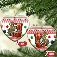 Madagascar Christmas Ceramic Ornament with Lemur Santa Hat Holiday Tree and Festive Pattern - Shopicos