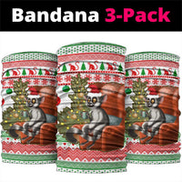 Madagascar Christmas Neck Gaiter with Lemur Santa Hat Holiday Tree and Festive Pattern - Shopicos