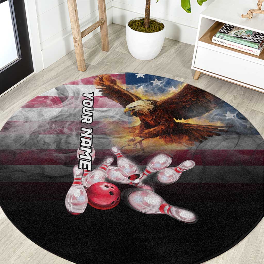 Custom Patriotic Eagle Bowling Round Carpet with American Flag Strike Design - Shopicos