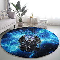 Custom Grim Reaper Bowling Round Carpet with Blue Lightning Background - Shopicos
