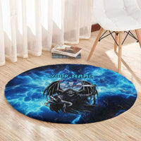 Custom Grim Reaper Bowling Round Carpet with Blue Lightning Background - Shopicos