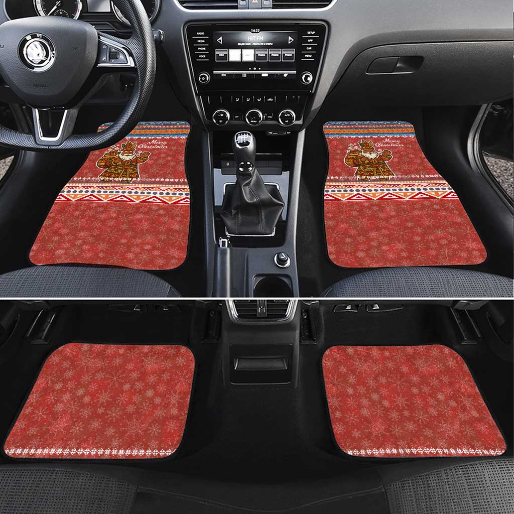 Angola Christmas Car Mats with Red Snowflake Pattern Tribal Santa Claus Motif - Shopicos
