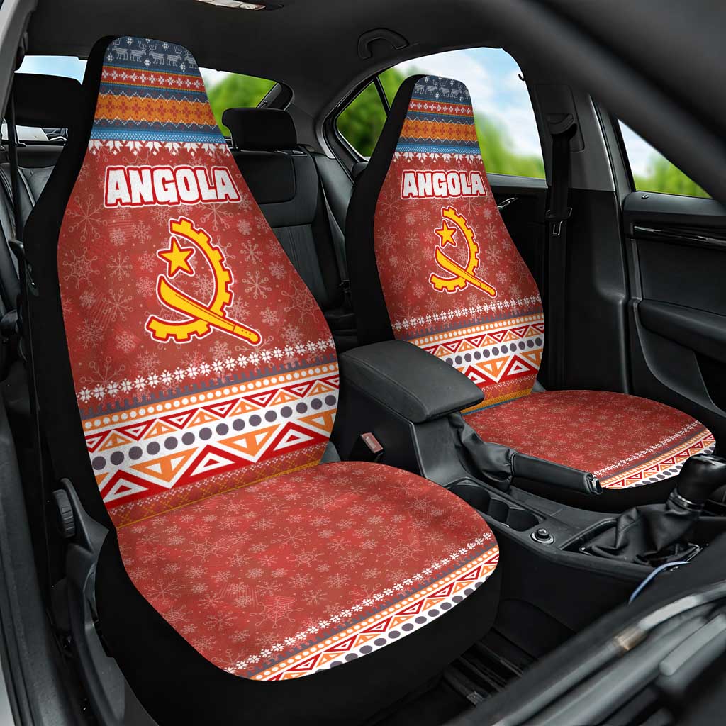 Angola Christmas Car Seat Cover with Red Snowflake Pattern Tribal Santa Claus Motif - Shopicos