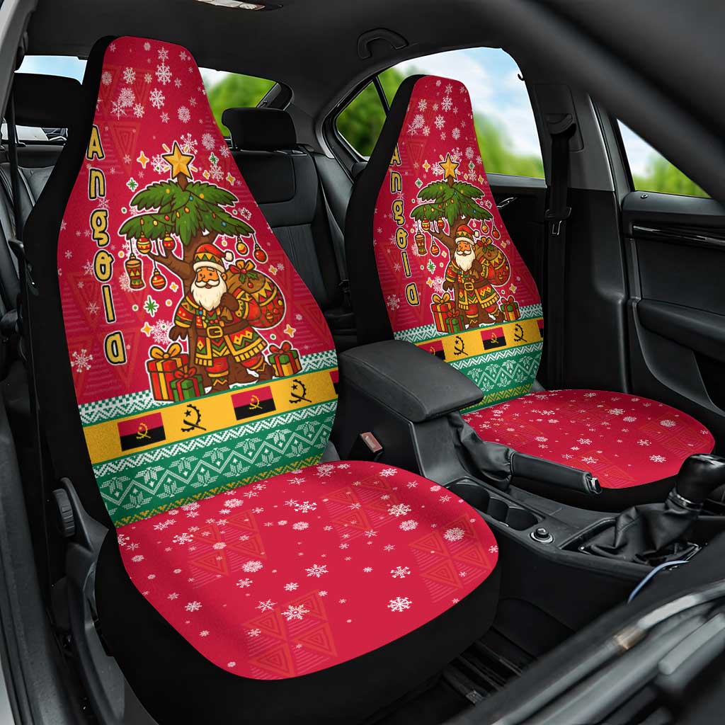 Angola Christmas Car Seat Cover with Santa, Gifts, and National Flag Map Motif - Shopicos