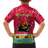 Angola Christmas Family Matching Summer Maxi Dress and Hawaiian Shirt with Santa, Gifts, and National Flag Map Motif - Shopicos