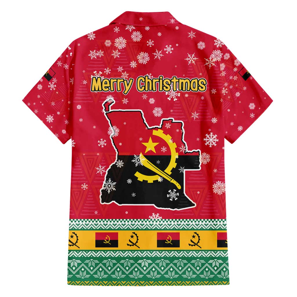 Angola Christmas Family Matching Summer Maxi Dress and Hawaiian Shirt with Santa, Gifts, and National Flag Map Motif - Shopicos