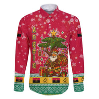 Angola Christmas Family Matching Summer Maxi Dress and Hawaiian Shirt with Santa, Gifts, and National Flag Map Motif - Shopicos