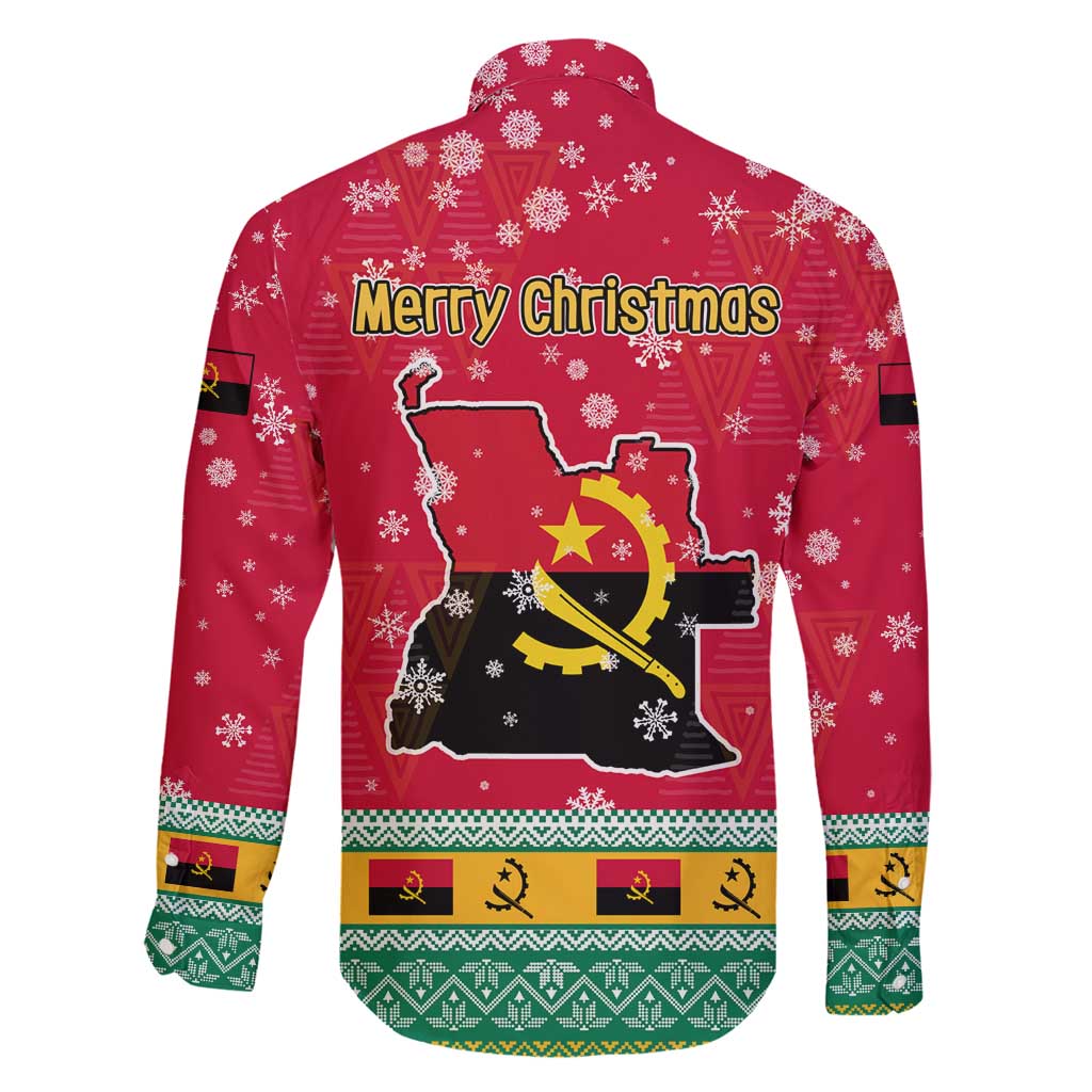 Angola Christmas Family Matching Summer Maxi Dress and Hawaiian Shirt with Santa, Gifts, and National Flag Map Motif - Shopicos