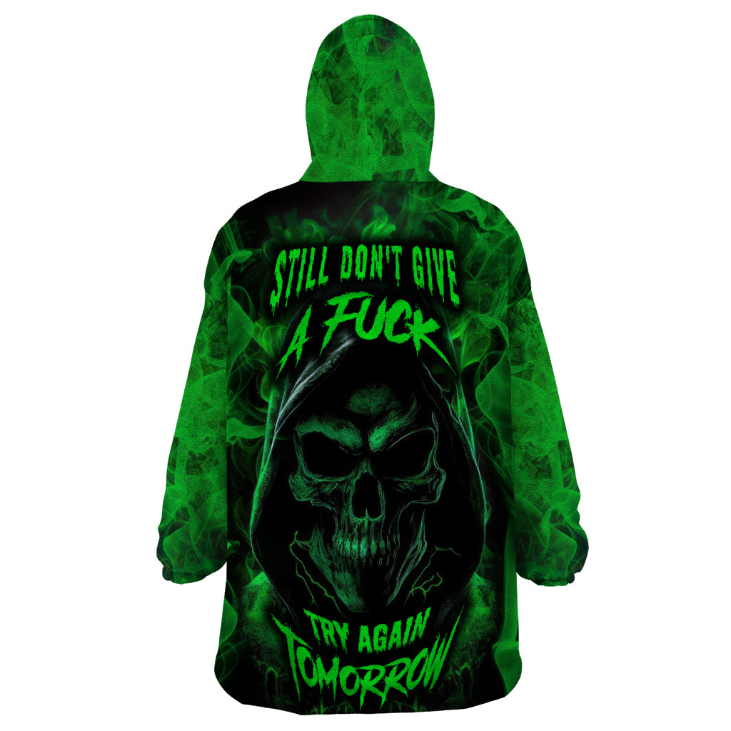 Skull Wearable Blanket Hoodie Try Again Tomorrow - Shopicos