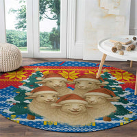 Mongolia Christmas Round Carpet with Santa Sheep Christmas Trees and Snowflake - Shopicos