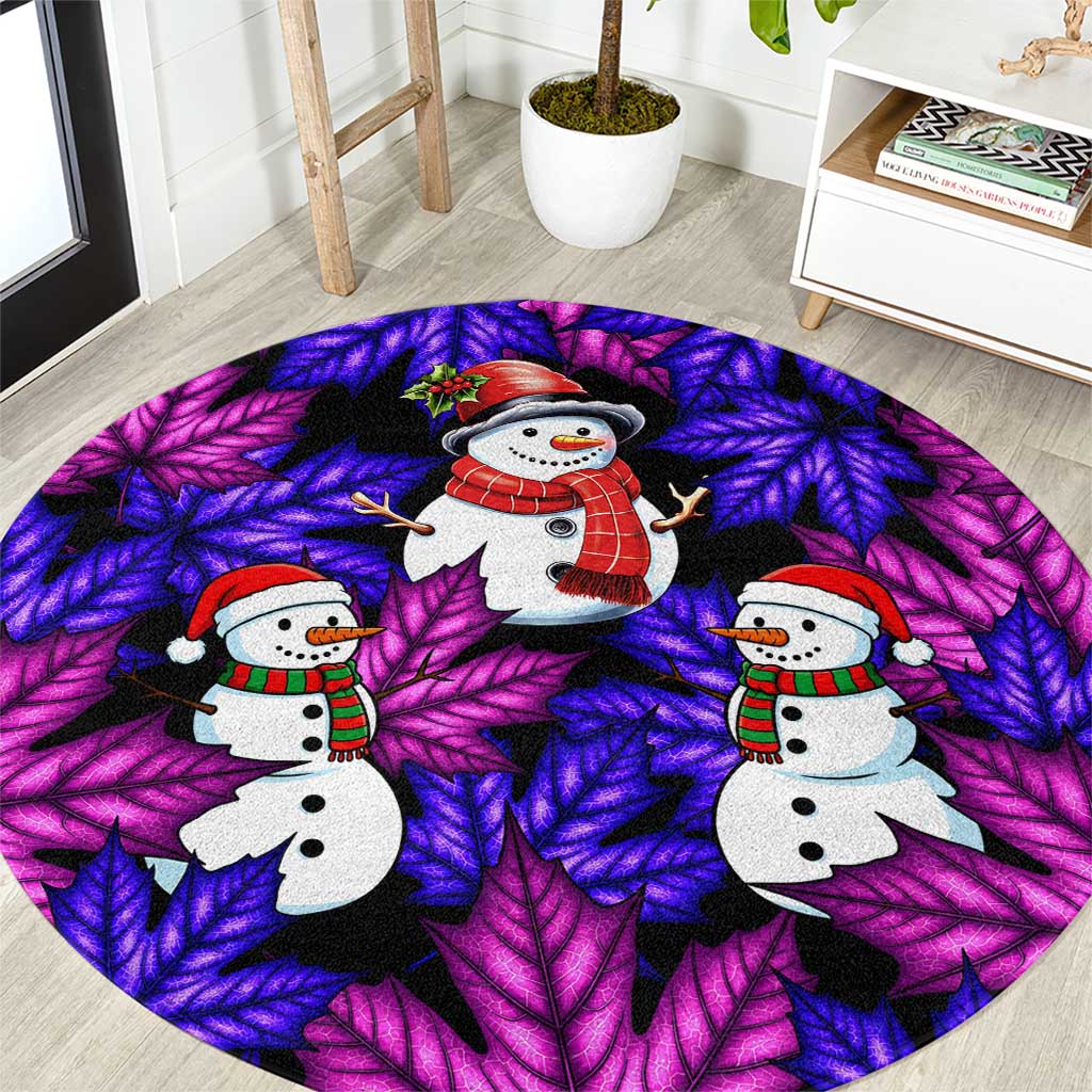 Christmas Snowman Leaves Round Carpet Xmas Holiday Patterns - Shopicos