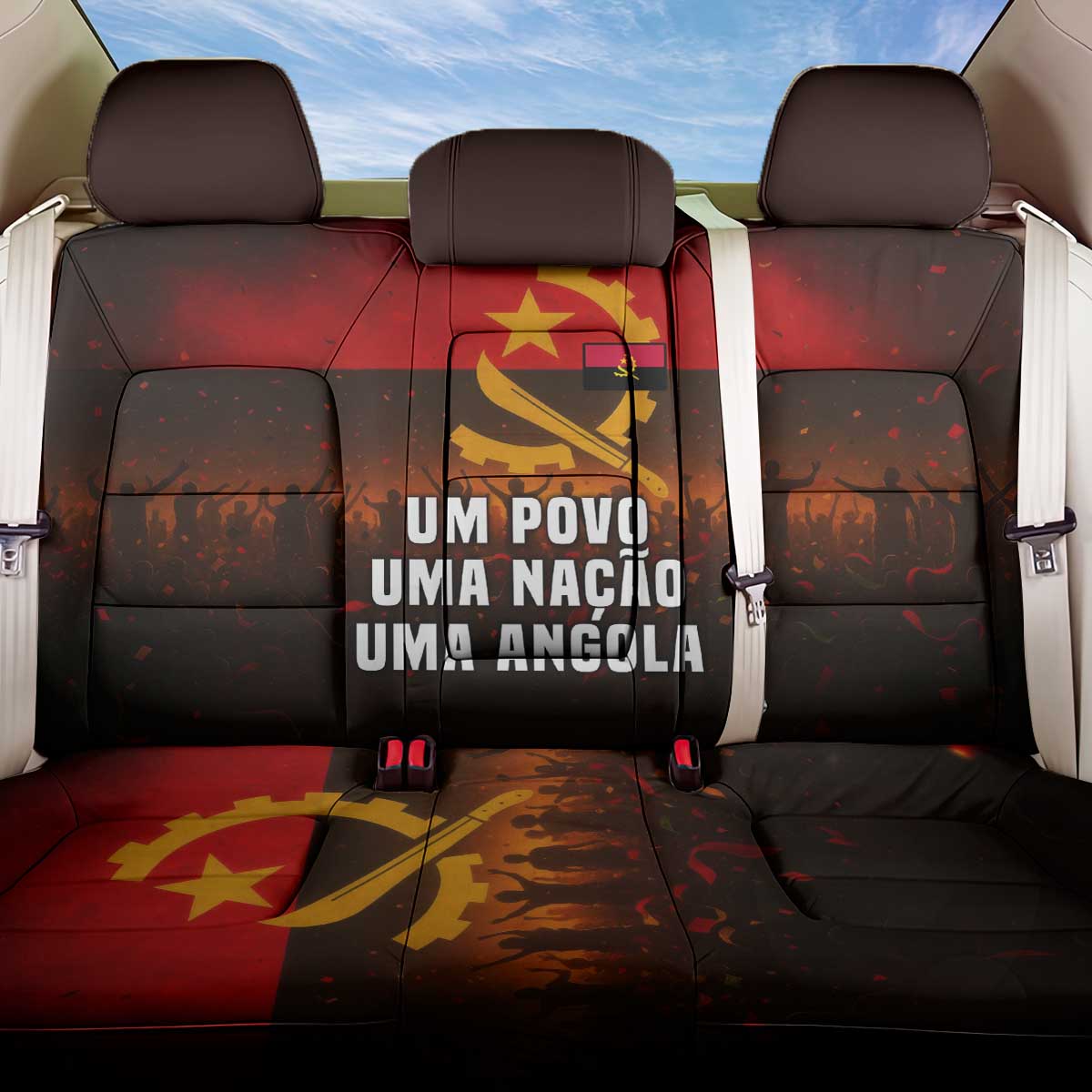 Angola Back Car Seat Cover with Red Black Yellow Grunge Design - Shopicos