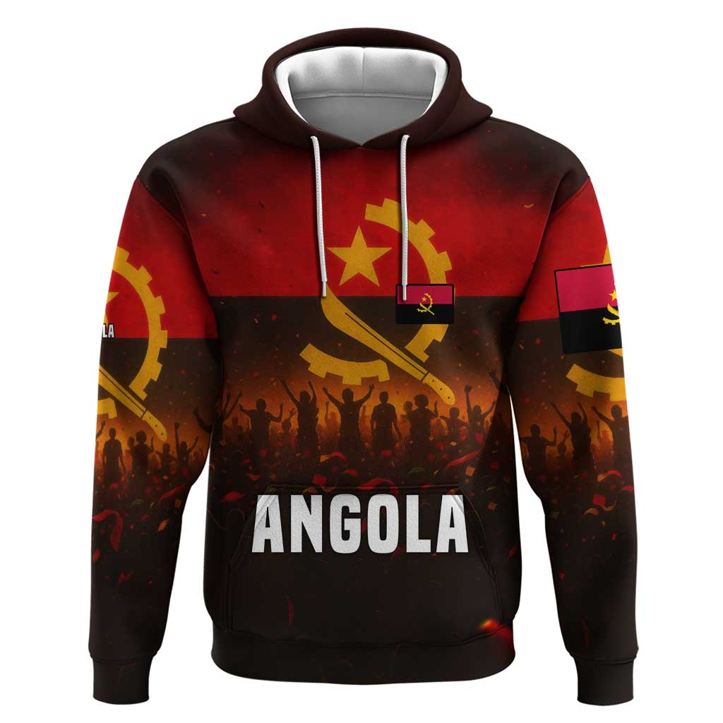 Angola Hoodie with Red Black Yellow Grunge Design - Shopicos