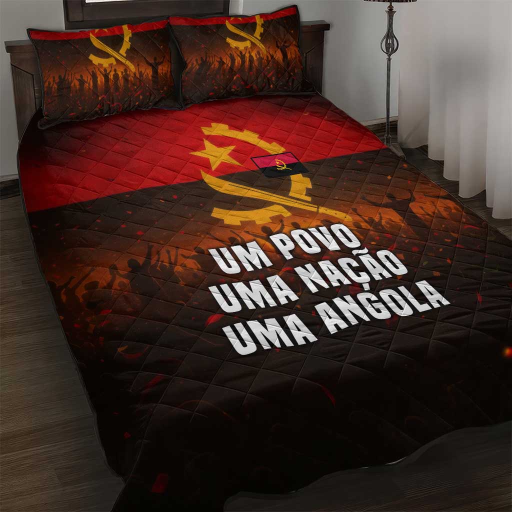 Angola Quilt Bed Set with Red Black Yellow Grunge Design - Shopicos