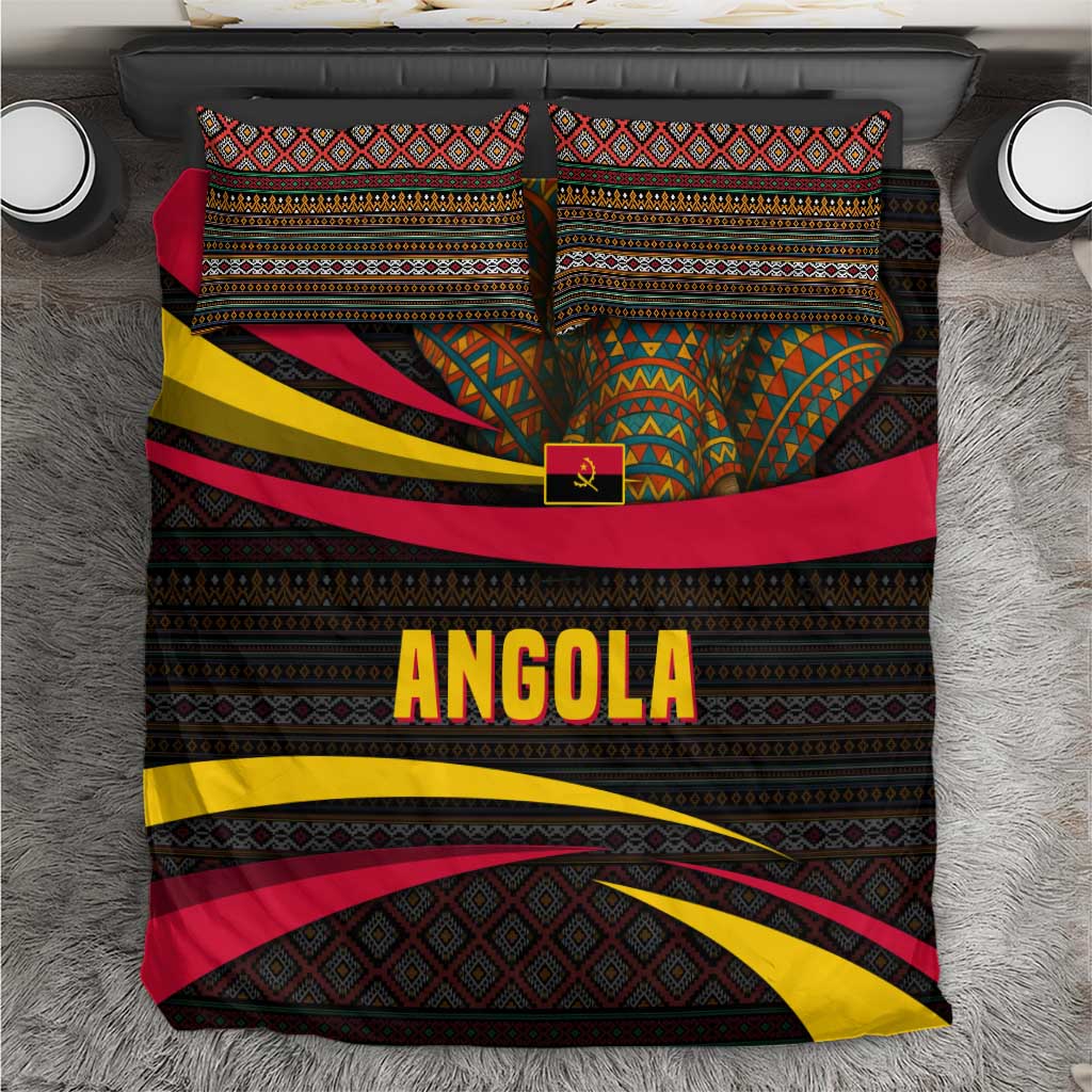 Angola Bedding Set with Red Black Yellow Tribal Design and Elephant - Shopicos