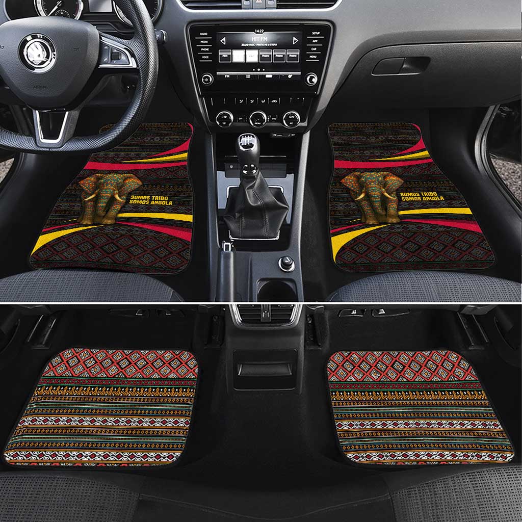 Angola Car Mats with Red Black Yellow Tribal Design and Elephant - Shopicos