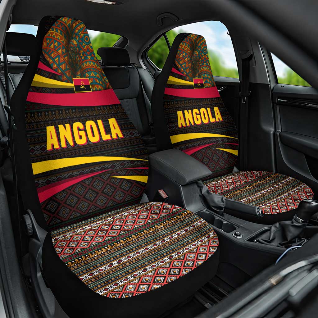 Angola Car Seat Cover with Red Black Yellow Tribal Design and Elephant - Shopicos