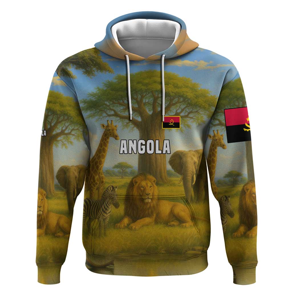 Angola Hoodie with Savannah Wildlife Design and African Animal - Shopicos