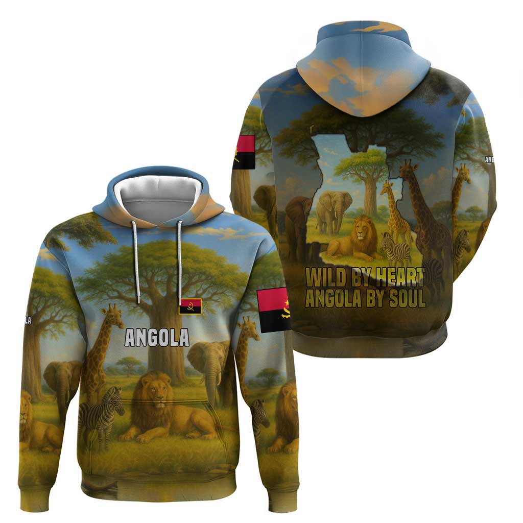 Angola Hoodie with Savannah Wildlife Design and African Animal - Shopicos