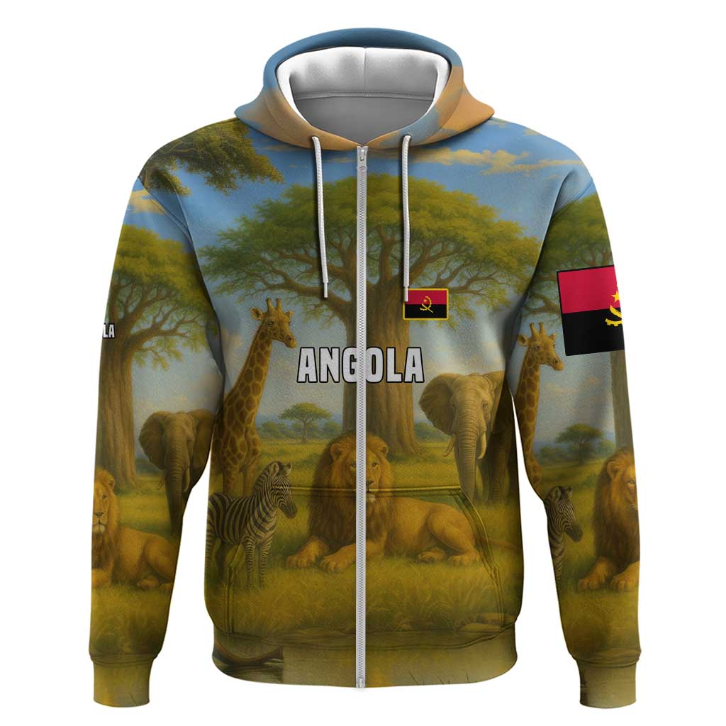 Angola Hoodie with Savannah Wildlife Design and African Animal - Shopicos