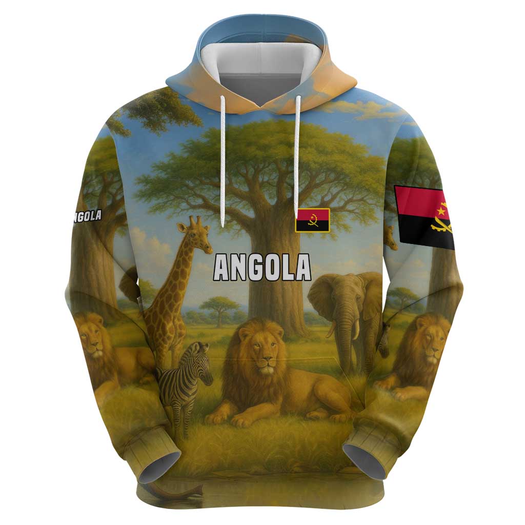 Angola Hoodie with Savannah Wildlife Design and African Animal - Shopicos