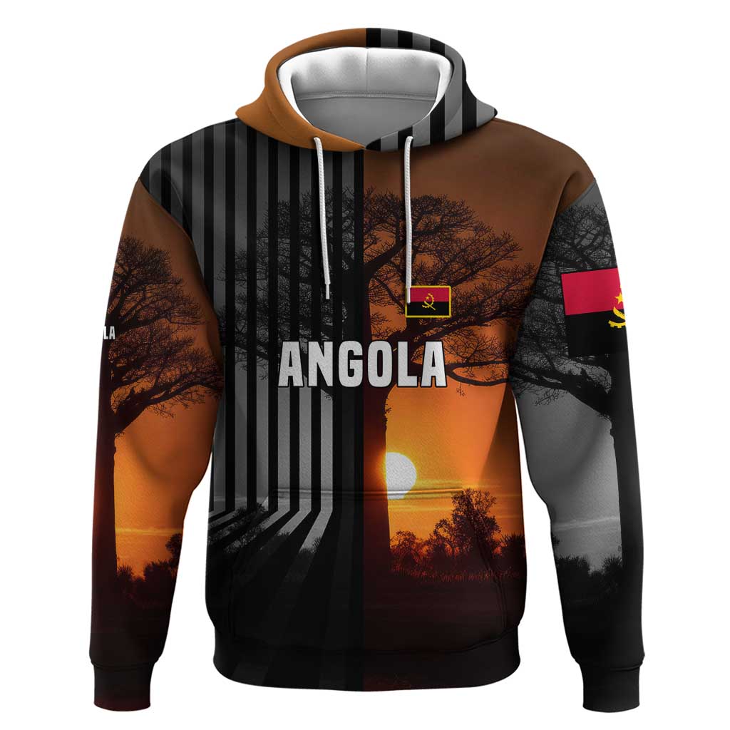 Angola Hoodie with Sunset Zebra Design and African Nature - Shopicos
