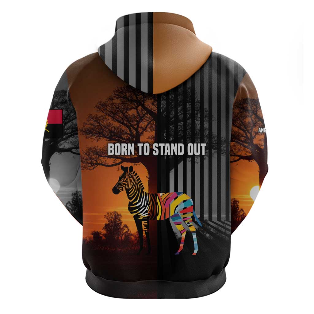 Angola Hoodie with Sunset Zebra Design and African Nature - Shopicos