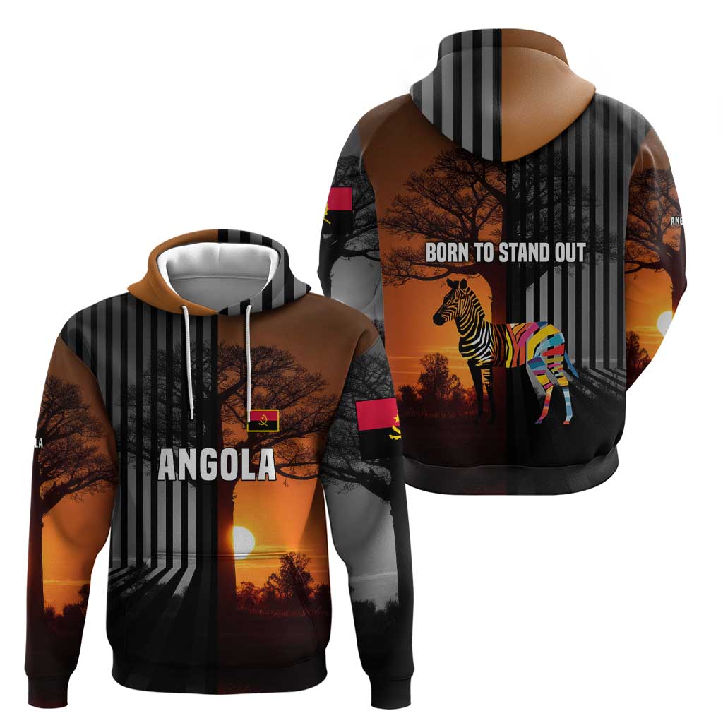 Angola Hoodie with Sunset Zebra Design and African Nature - Shopicos