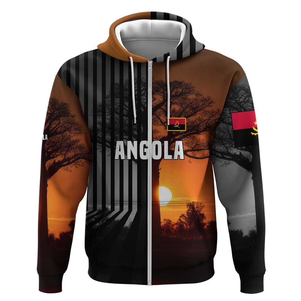 Angola Hoodie with Sunset Zebra Design and African Nature - Shopicos