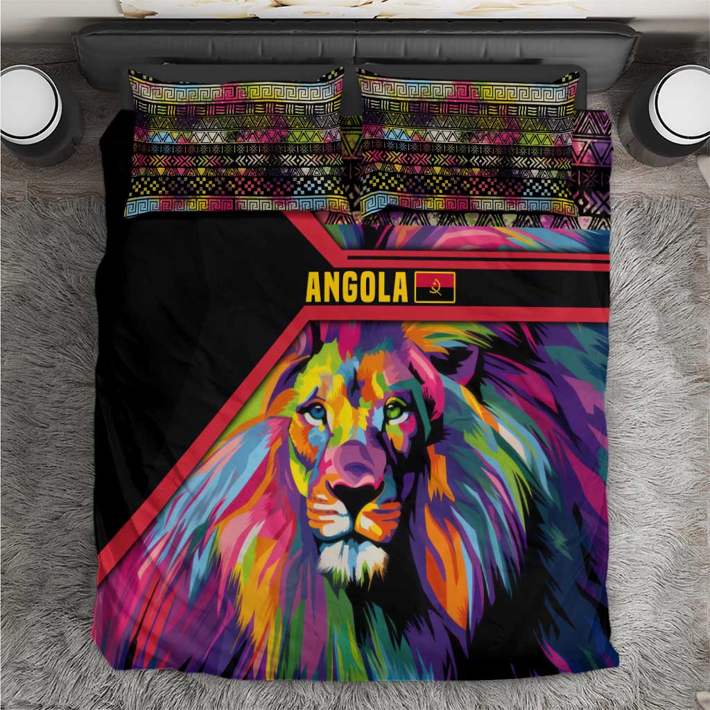 Angola Bedding Set with Multicolor Tribal Design and Vibrant Lion - Shopicos